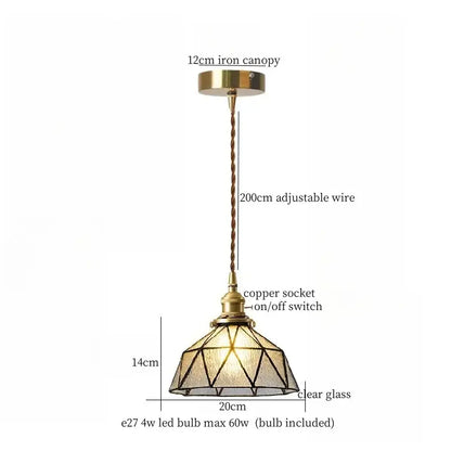 Vintage scalloped cream glass led pendant light with brass iron canopy and twisted copper wire for kitchen decorbites cream glass
