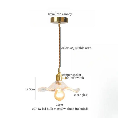 Vintage scalloped cream glass led pendant light with delicate brass finish and adjustable copper wire for kitchen decorbites