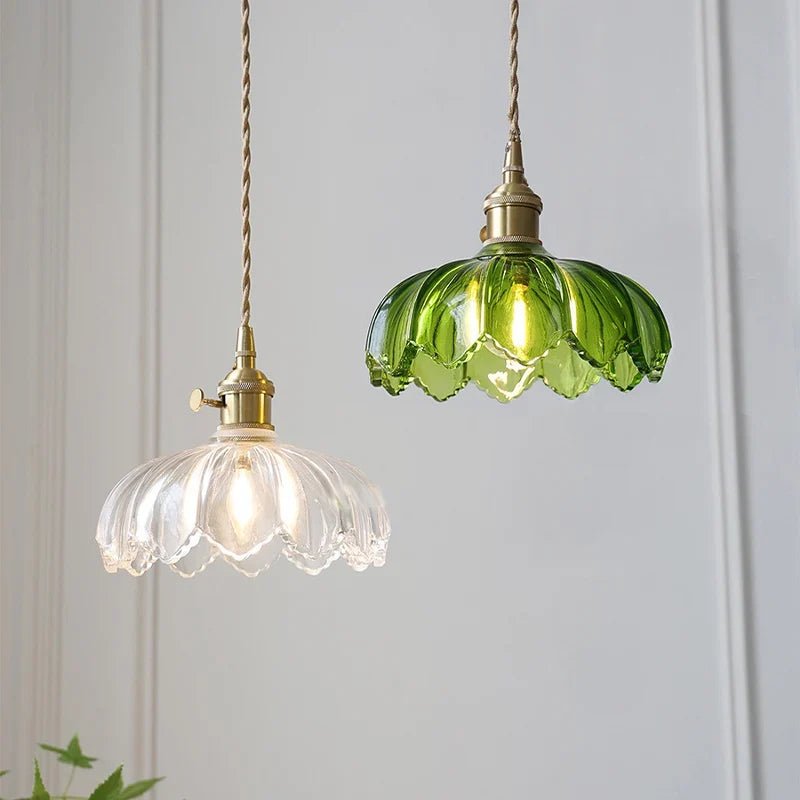 Vintage Shanghai Brass Glass Pendant Light - Decorbites