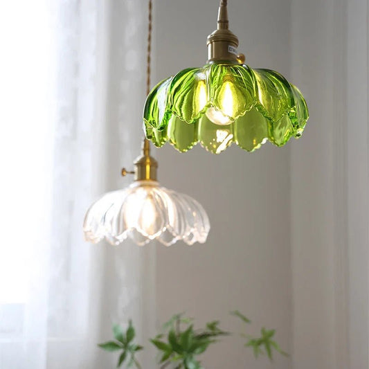 Vintage Shanghai Glass Pendant Light in Green or White - Decorbites
