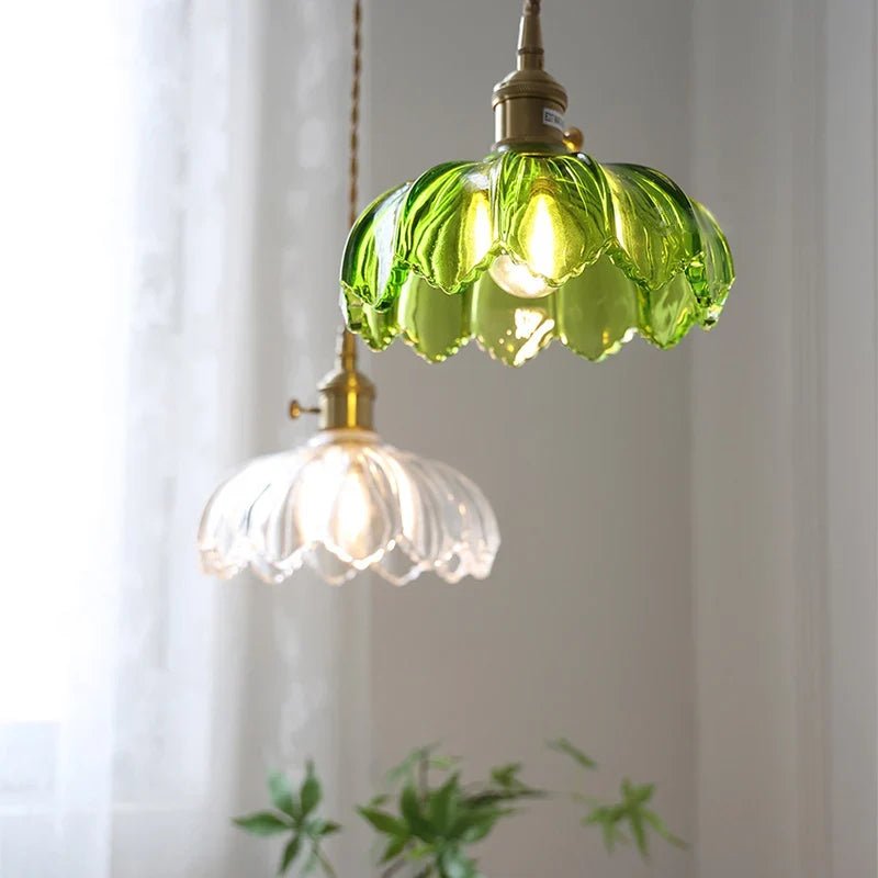 Vintage Shanghai Glass Pendant Light in Green or White - Decorbites