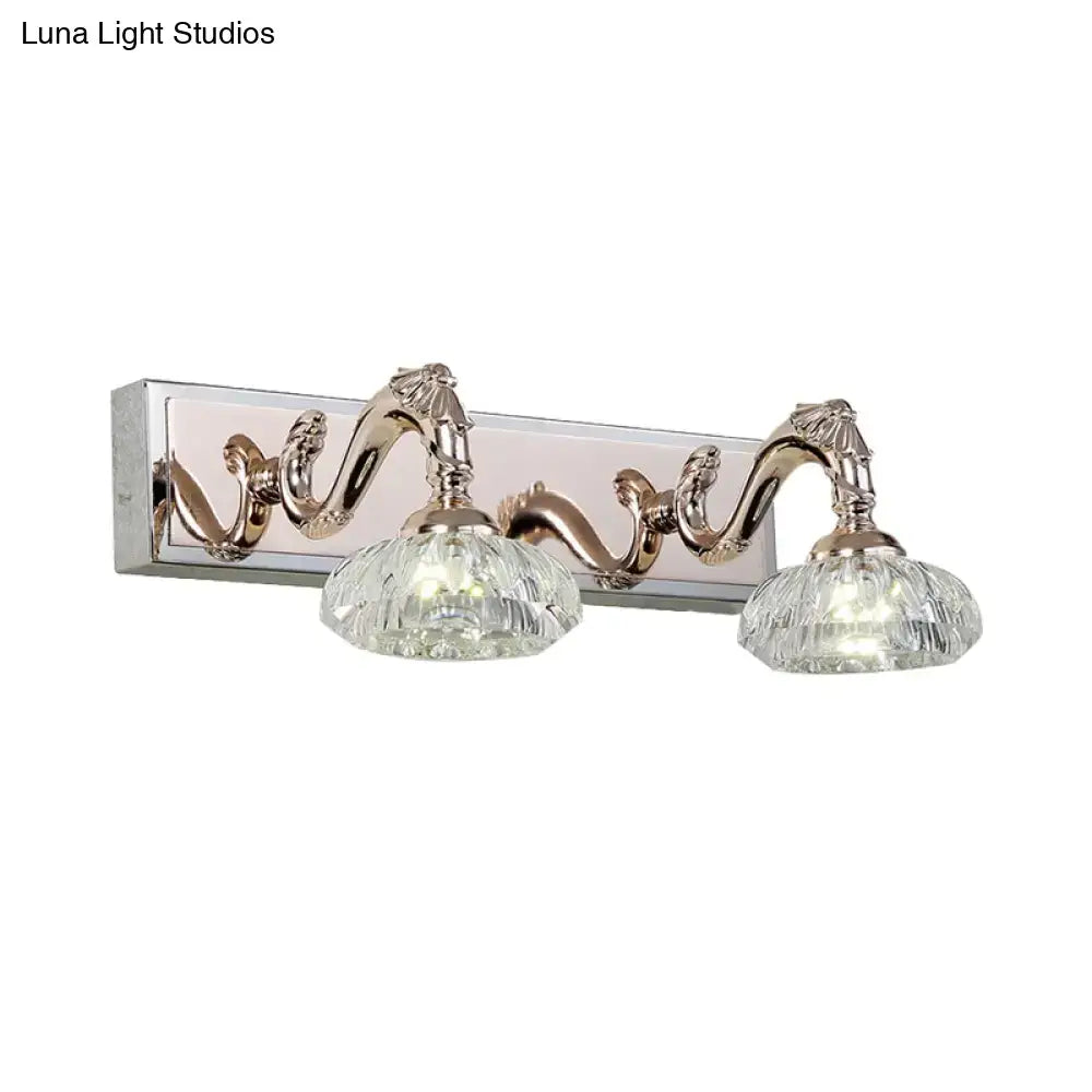 Silver-toned vintage wall lamp with ornate curved arms and crystal shades for 110v-120v or 220v-240v use