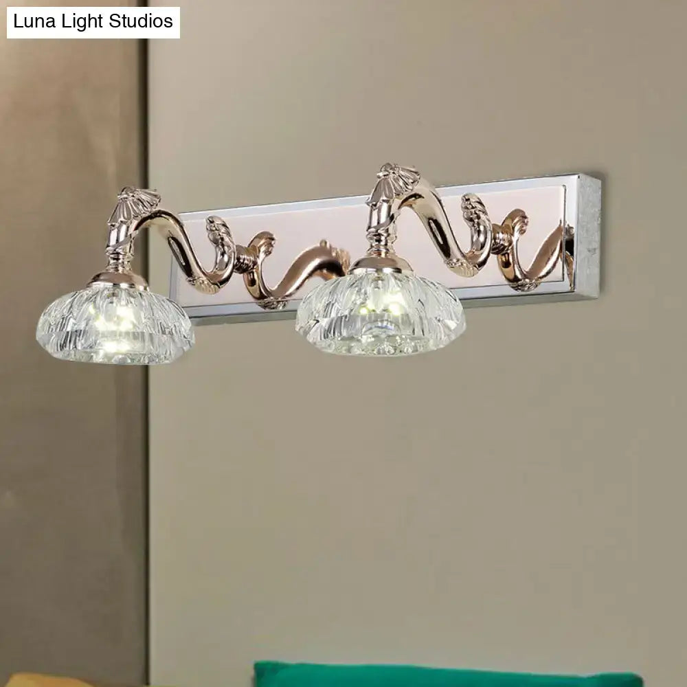 Vintage silver crystal wall lamp with chrome finish and faceted glass shades for 110v-120v and 220v-240v use
