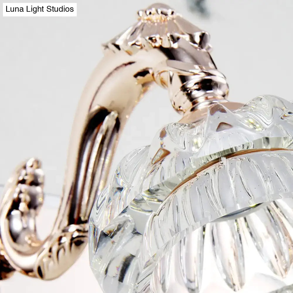 Vintage gold finish wall lamp with clear crystal and ornate metal details for bathroom vanity 110v-120v use