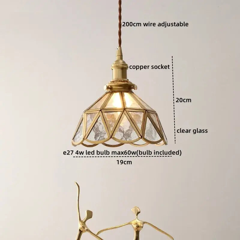 Vintage silver flower glass copper led hanging light with brass frame floral etchings and adjustable copper led hanging socket