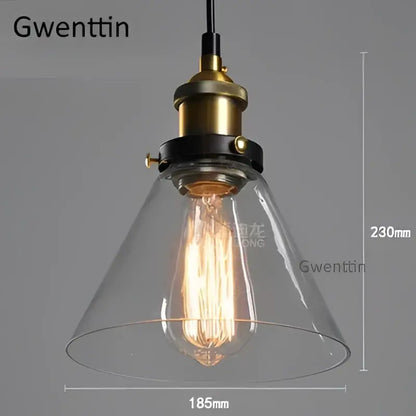 Vintage smoked glass and brass industrial pendant light featuring clear glass shade and exposed edison bulb decorbites industrial glass pendant for kitchen decor