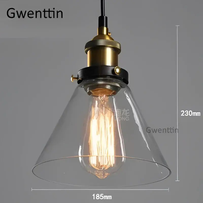 Vintage smoked glass and brass industrial pendant light featuring clear glass shade and exposed edison bulb decorbites industrial glass pendant for kitchen decor