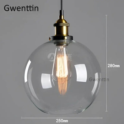 Clear glass globe pendant light with brass finished fixture and exposed filament bulb for decorbites industrial glass kitchen decor