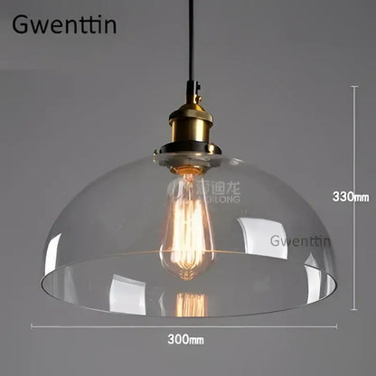Clear glass dome pendant light with brass finish and exposed filament bulb for decorbites industrial glass pendant lighting