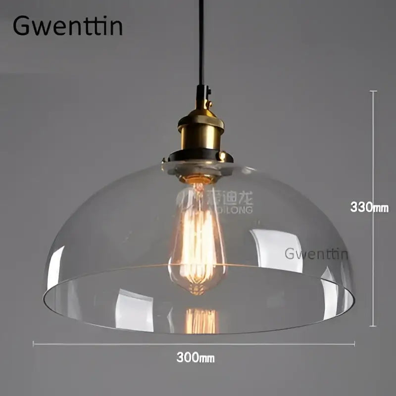 Clear glass dome pendant light with brass finish and exposed filament bulb for decorbites industrial glass pendant lighting