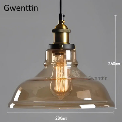Vintage smoked glass and brass industrial pendant light with amber glass and exposed Edison bulb for kitchen decorbites industrial glass