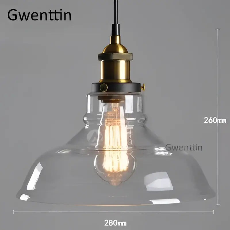 Clear glass pendant light with brass-finished metal fixture and exposed Edison bulb for decorbites industrial glass pendant