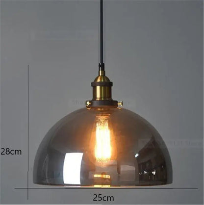 Vintage smoked glass ball pendant lights set of 4 featuring amber tinted glass ball with brass finish and edison bulbs