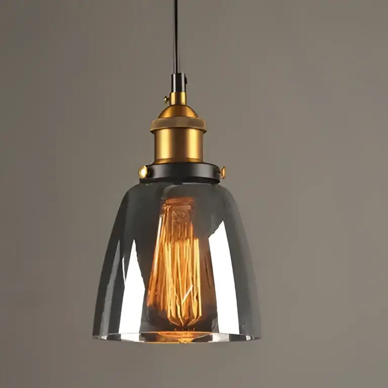 Vintage smoky grey glass pendant light set of 4 with brass accents featuring exposed filament bulbs for decorbites smoky grey decor