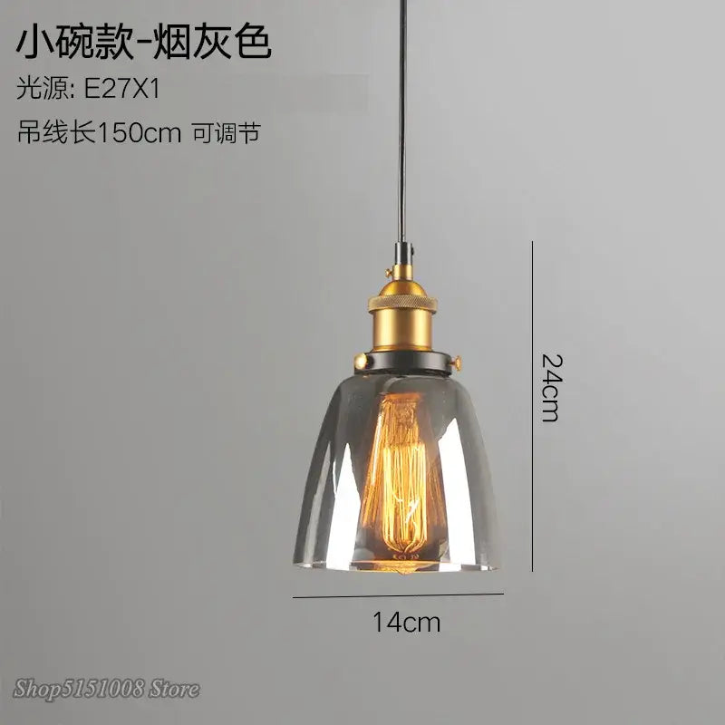 Vintage smoky grey glass pendant light set of 4 with brass accents and exposed edison bulbs for kitchen decorbites decor