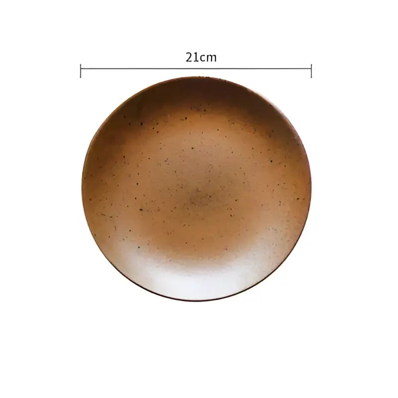 Vintage speckled brown ceramic round swallow plate with a 21cm width and subtle gradient for dining decorbites ceramic round