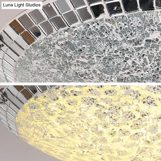 DecorBites™ DecorBites™ Vintage Stained Glass Flush Mount Ceiling Light - Crackled Bowl Shape - 12"/16" Wide - Clear Fixture