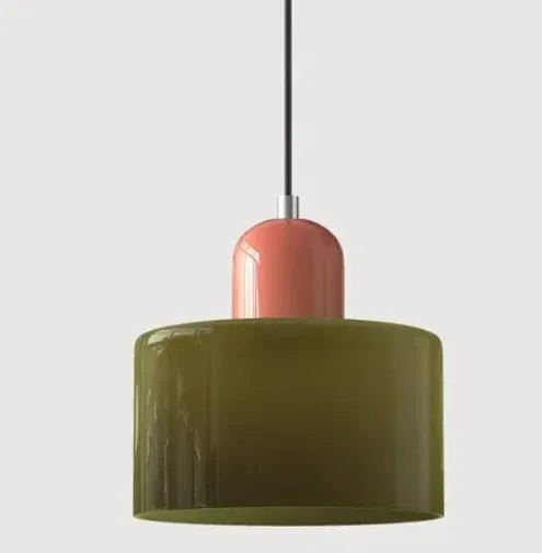 Vintage Stained Glass Mini Pendant Light in Pink Green White - Decorbites