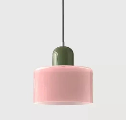 Vintage Stained Glass Mini Pendant Light in Pink Green White - Decorbites
