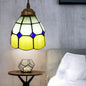 Vintage Stained Glass Pendant Light with Scalloped Dome Design