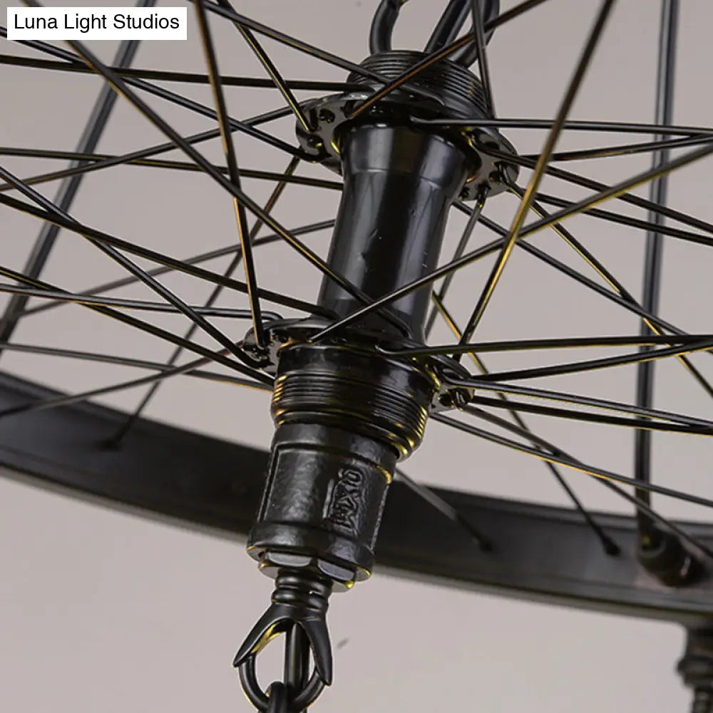 Vintage Stained Glass Star Chandelier with 2 Tiers and Black Finish