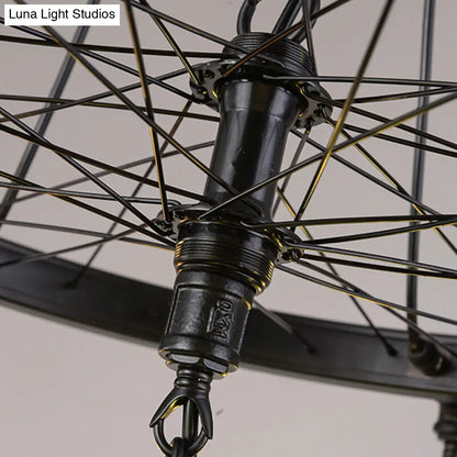 Vintage Stained Glass Star Chandelier with 2 Tiers and Black Finish