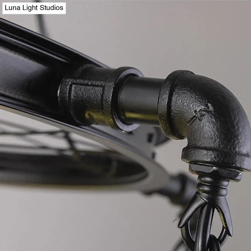 Vintage Stained Glass Star Chandelier with 2 Tiers and Black Finish