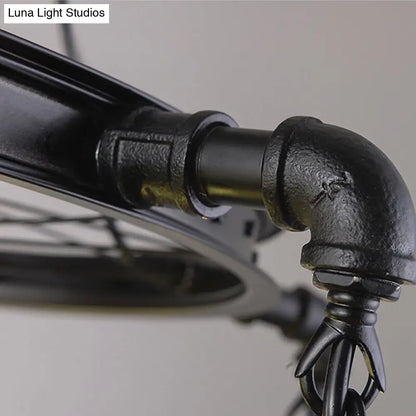 Vintage Stained Glass Star Chandelier with 2 Tiers and Black Finish