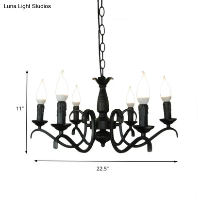 Lámpara de araña de estilo vintage con 3 o 5 luces sin llama - Lámpara colgante metálica negra para sala de estar