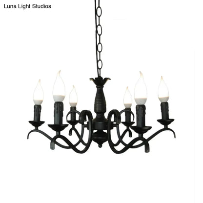 Lámpara de araña de estilo vintage con 3 o 5 luces sin llama - Lámpara colgante metálica negra para sala de estar