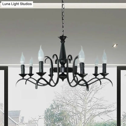 Lámpara de araña de estilo vintage con 3 o 5 luces sin llama - Lámpara colgante metálica negra para sala de estar