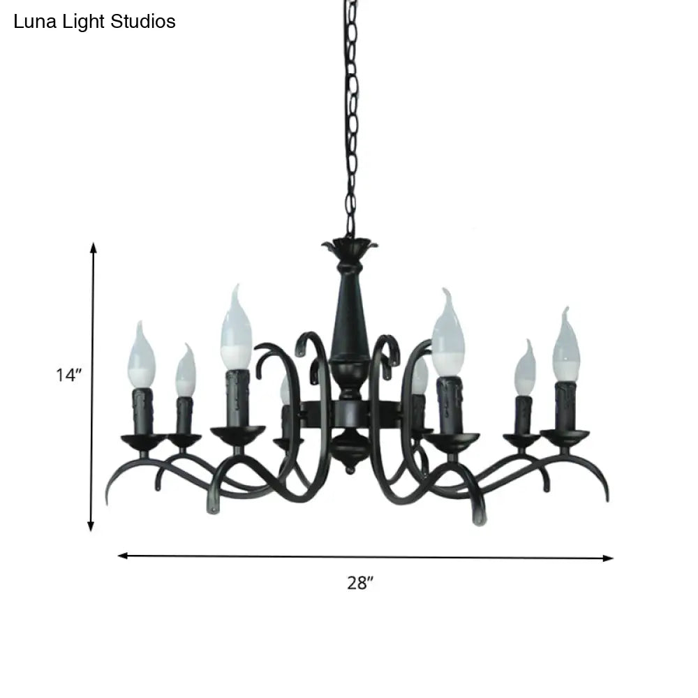 Lámpara de araña de estilo vintage con 3 o 5 luces sin llama - Lámpara colgante metálica negra para sala de estar