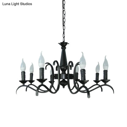 Lámpara de araña de estilo vintage con 3 o 5 luces sin llama - Lámpara colgante metálica negra para sala de estar