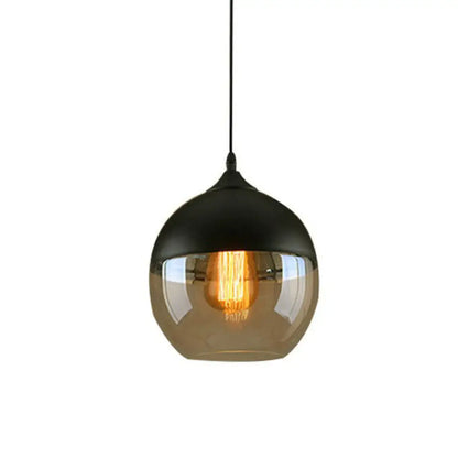 Vintage Style Amber Glass Pendant - Single-Bulb Dining Room Lighting