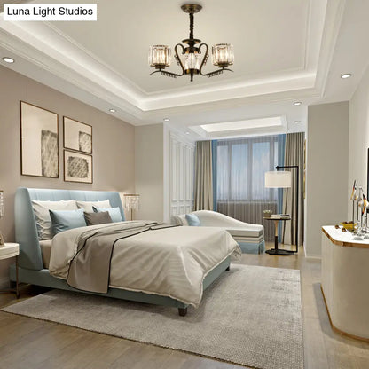 Lámpara de araña de cristal negro estilo vintage con forma de tambor - Lámpara colgante de 3/5 cabezas para comedor