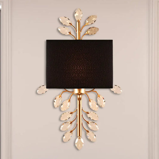 DecorBites™ DecorBites™ Vintage Style Black Rectangle Sconce Light Fixture with Crystal Branching Design