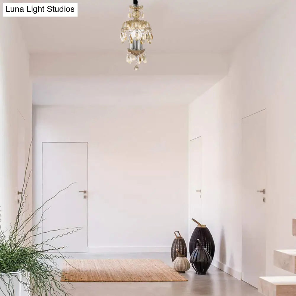 Lámpara colgante de techo de estilo vintage con forma de lágrima de cristal y pantalla de cristal ámbar - 4 luces