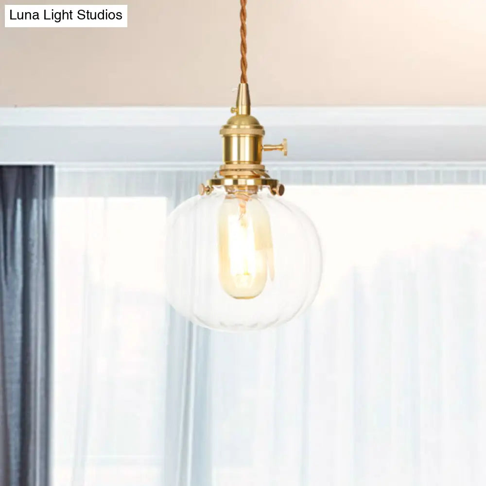 Vintage-Style Globe Pendant Light with Clear Glass Finish - Ideal Foyer Hanging Fixture