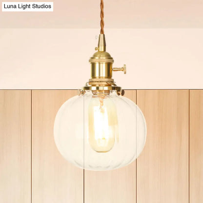 Vintage-Style Globe Pendant Light with Clear Glass Finish - Ideal Foyer Hanging Fixture