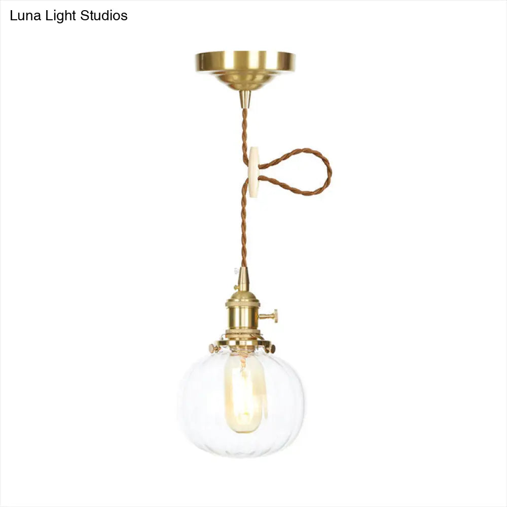 Vintage-Style Globe Pendant Light with Clear Glass Finish - Ideal Foyer Hanging Fixture