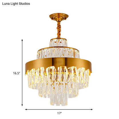 Lámpara de araña de cristal dorado de estilo vintage – Lámpara de techo en capas para comedor (17"/23")