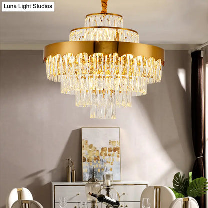 Lámpara de araña de cristal dorado de estilo vintage – Lámpara de techo en capas para comedor (17"/23")