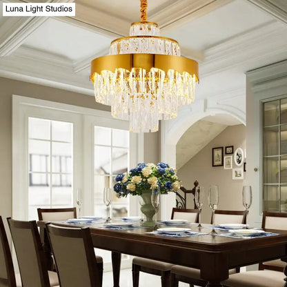 Lámpara de araña de cristal dorado de estilo vintage – Lámpara de techo en capas para comedor (17"/23")