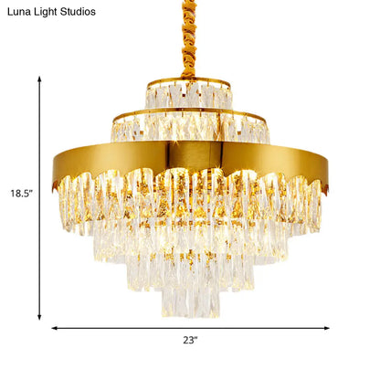 Lámpara de araña de cristal dorado de estilo vintage – Lámpara de techo en capas para comedor (17"/23")