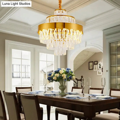 Lámpara de araña de cristal dorado de estilo vintage – Lámpara de techo en capas para comedor (17"/23")