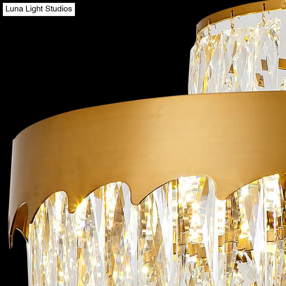 Lámpara de araña de cristal dorado de estilo vintage – Lámpara de techo en capas para comedor (17"/23")