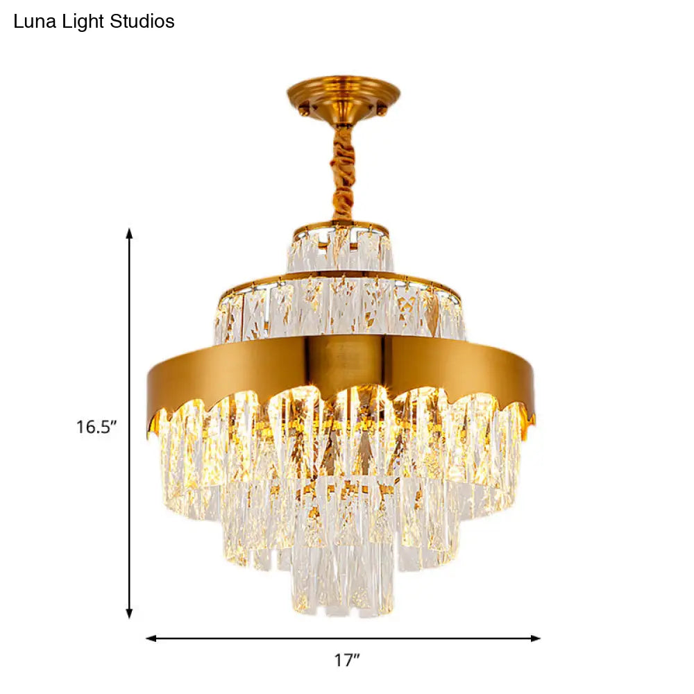 Lámpara de araña de cristal dorado de estilo vintage – Lámpara de techo en capas para comedor (17"/23")