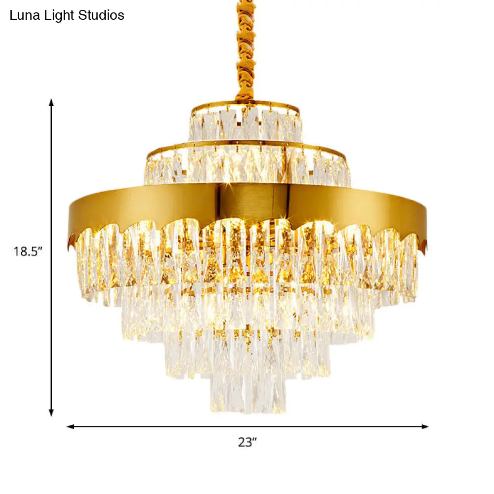 Lámpara de araña de cristal dorado de estilo vintage – Lámpara de techo en capas para comedor (17"/23")