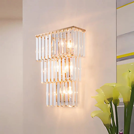 DecorBites™ DecorBites™ Vintage Style Gold Finish Sconce with 3 Clear Crystal Lights - Bedroom Wall Mount Lighting