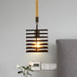 Vintage Style Metal and Rope Pendant Light with Black Wire Cage and Cylinder/Square Shade